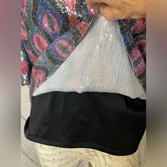 NICOLE MILLER Sequin Top Multicolored M - Picture 7 of 10